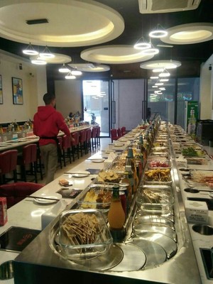 壹欣QW-3阿克蘇旋轉火鍋餐桌 轉轉壽司傳送帶 鐵板燒旋轉設備圖片_高清圖_細節圖-成都壹欣餐飲管理 -